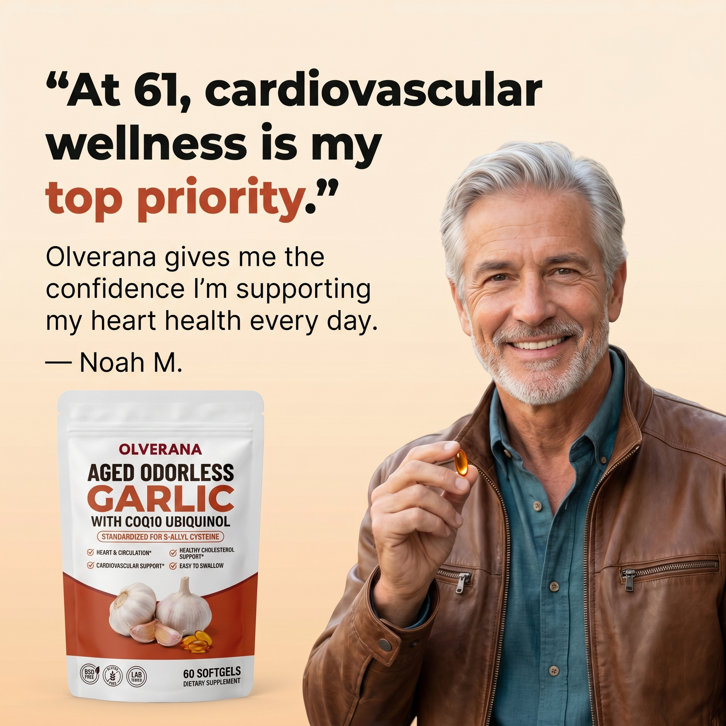 Olverana Aged Odorless Garlic Softgels - Promotes Cardiovascular Vitality