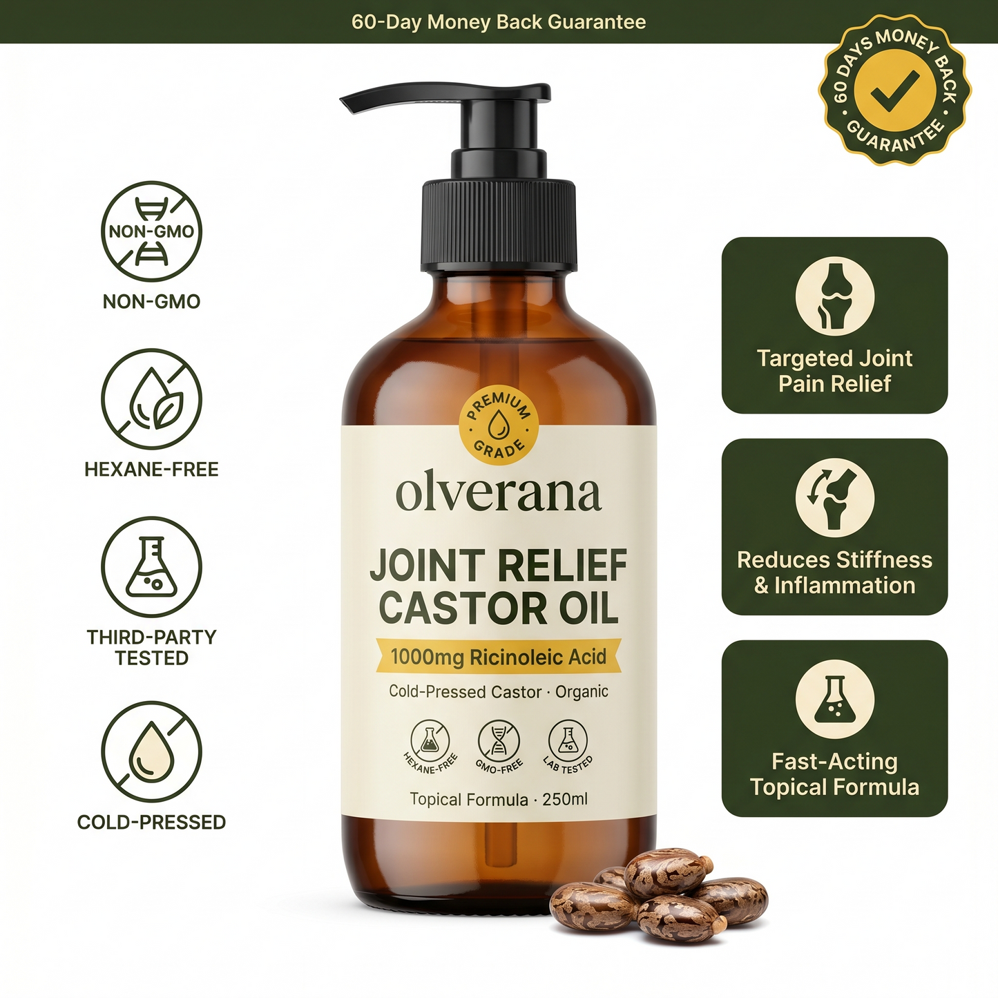 Olverana Joint Relief Castor Oil — 1000mg Ricinoleic Acid