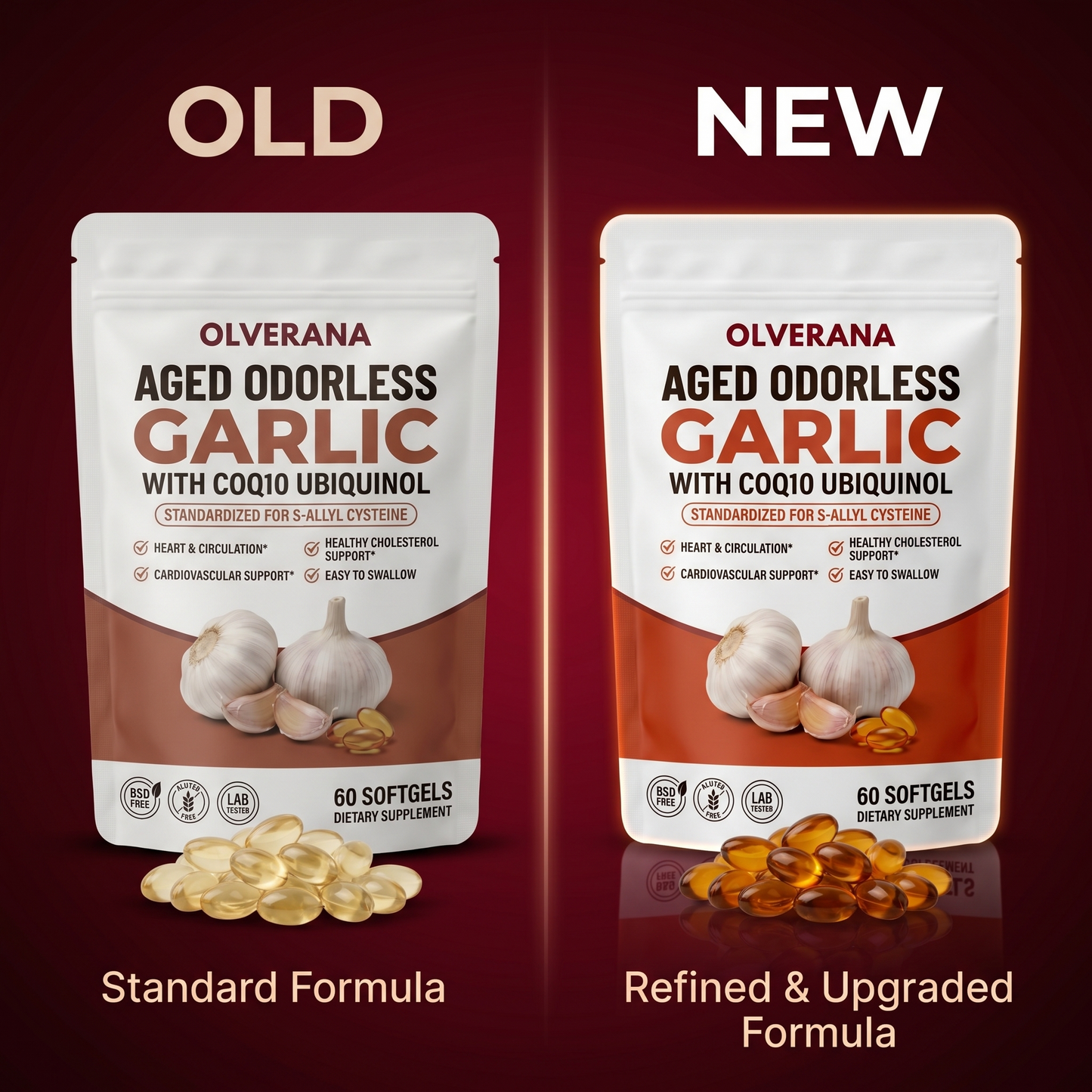 Olverana Aged Odorless Garlic Softgels - Promotes Cardiovascular Vitality