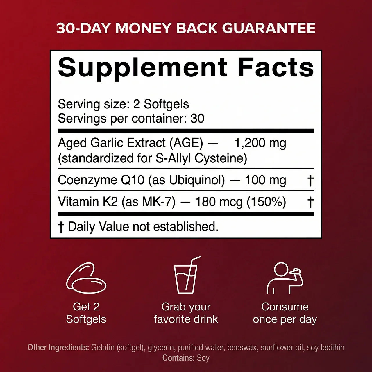Olverana Aged Odorless Garlic Softgels - Promotes Cardiovascular Vitality